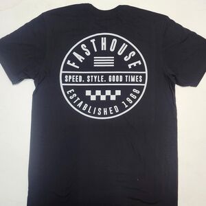 Black Short Sleeve Tee with Motorsport Graphic
